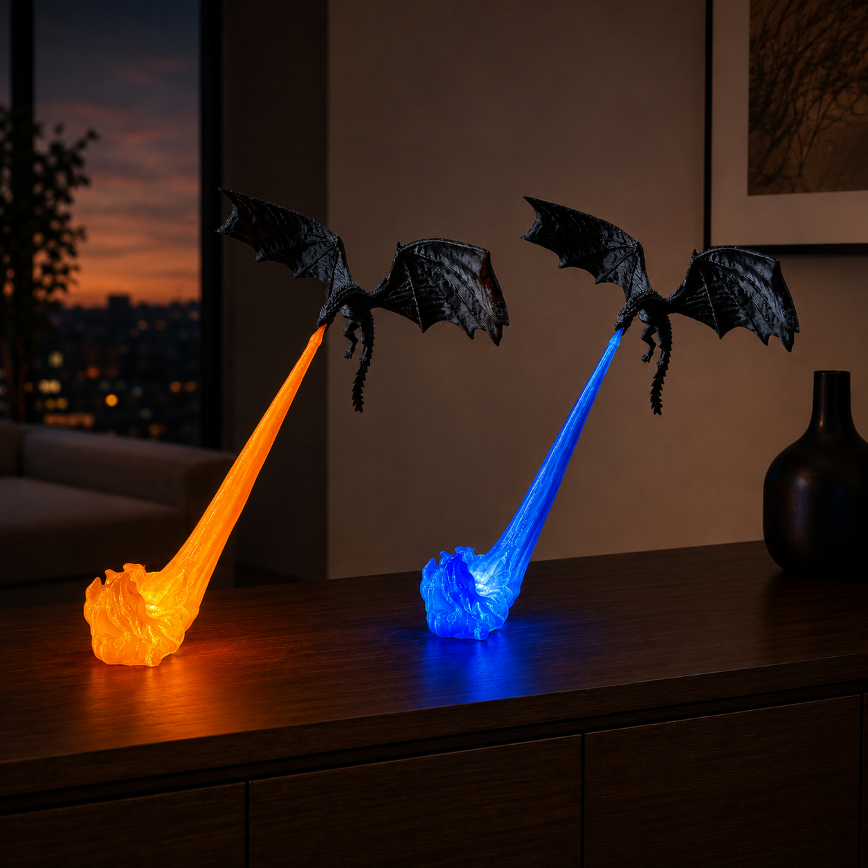 Dwa kolory lampy Dragon